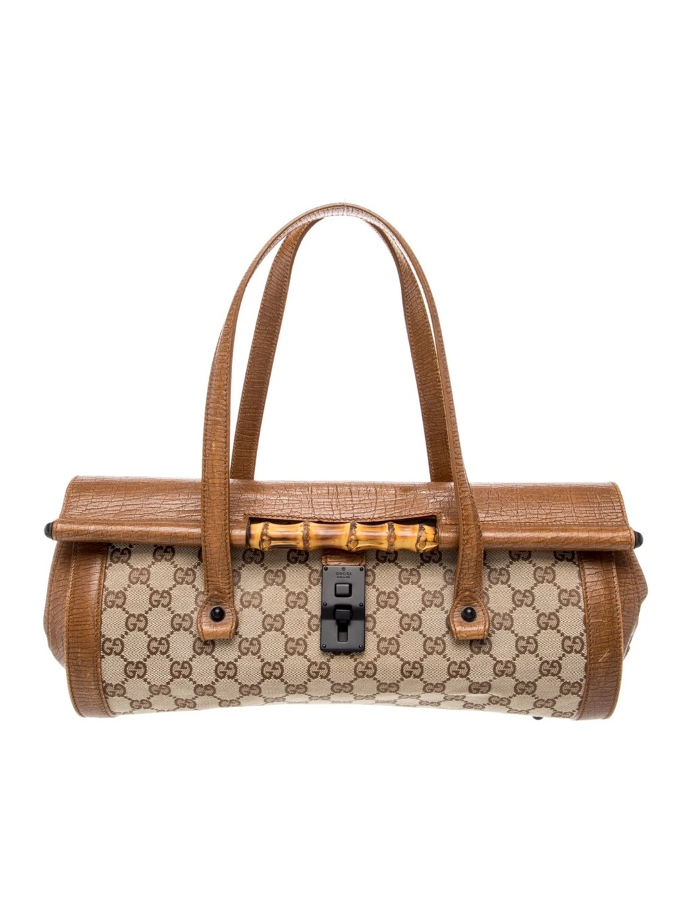 Gucci Brown Bamboo Accent GG Canvas Bullet bag